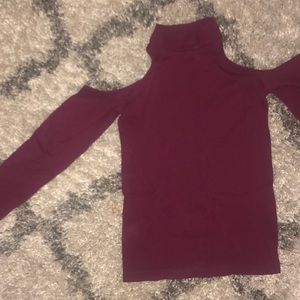 Burgundy cold shoulder top